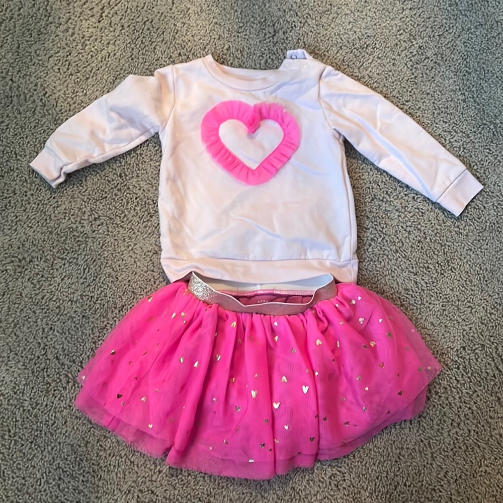 Cat&Jack-heart sweatshirt and pink heart tutu